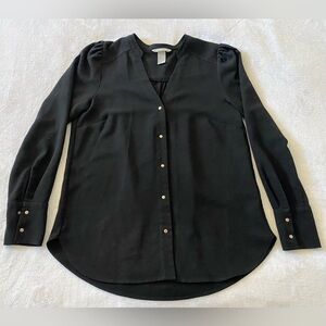 H&M Black‎ Long Sleeve Button Down Shirt Size 8